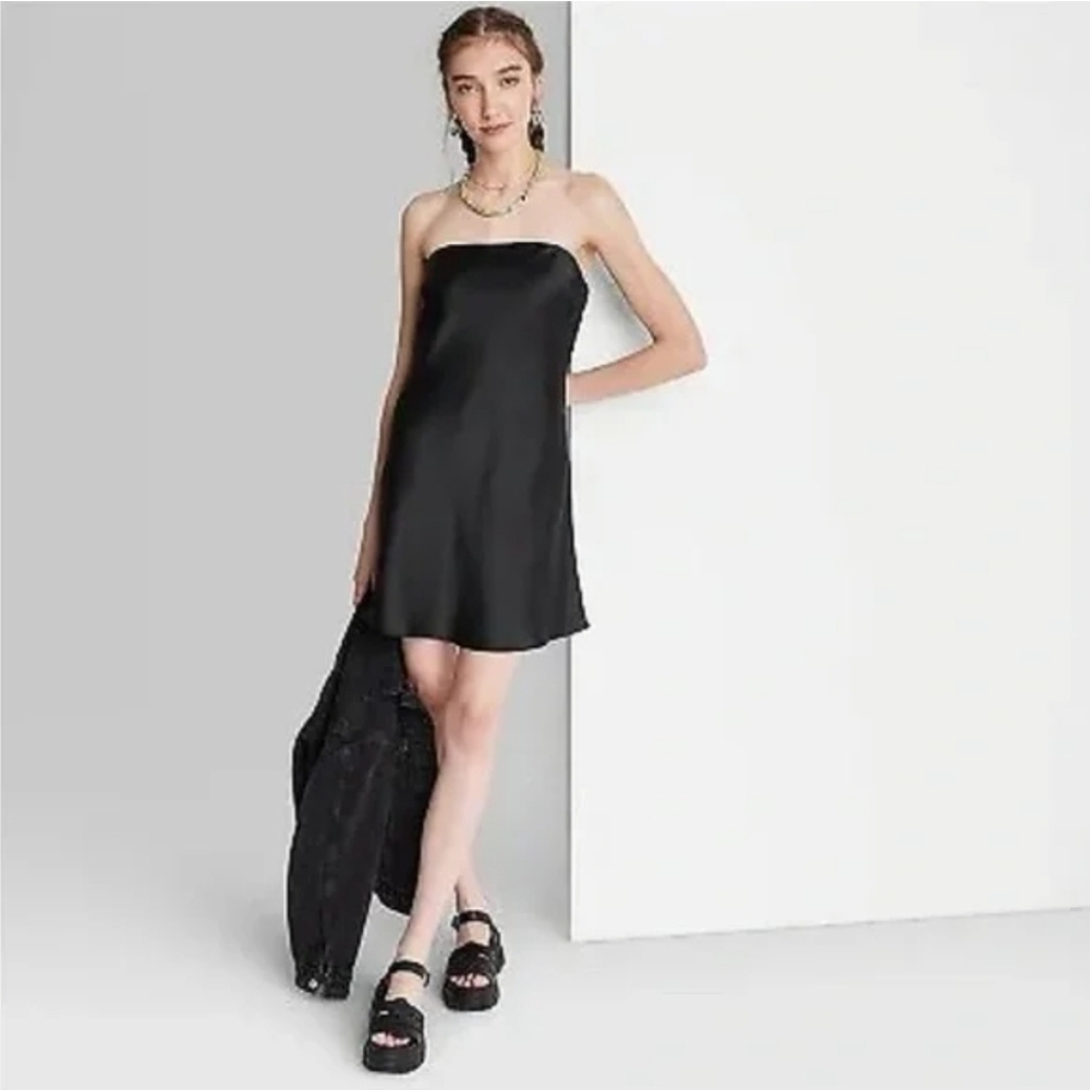 Satin Tube Dress- Wild Fable Black Large
